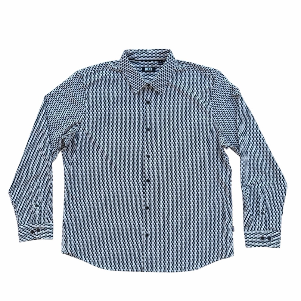 Dkny Black Gray White Geometric Pattern Long Slee… - image 2